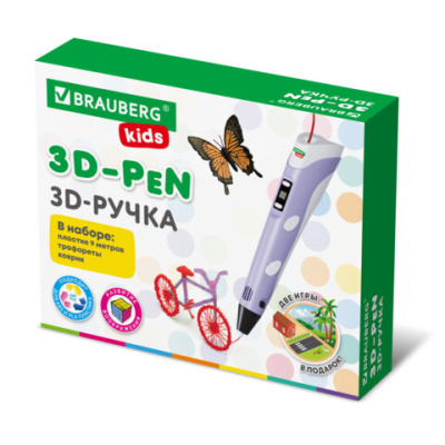 купить Ручка 3D с трафаретами PLA - пластиком и термоковриком BRAUBERG KIDS, 665188