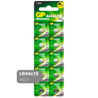 Батарейка GP Alkaline, A76 (G13, LR44), алкалиновая, 10 шт., в блистере (отрывной блок), A76-С10