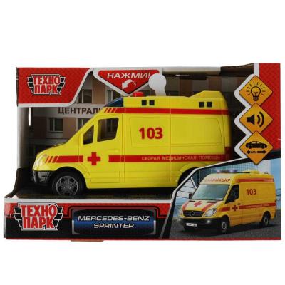купить Технопарк, Модель пласт. MERCEDES-BENZ SPRINTER Реанимация 14,5 см, SPRINTERVAN-15PLAMB-YE