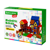 Brauberg Kids, Магнитный конструктор Mega Magnetic Build Blocks-129 "Построй дом", 129 деталей, 6638