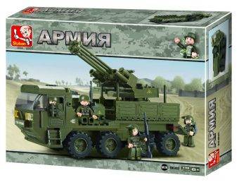 купить Sluban, Конструктор - Грузовик с зенитным пулемётом и фигурками (серия Армия, 306дет), M38-B0302