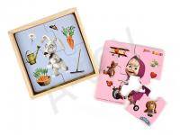 Пазл Маша и ее друзья, Маша и Медведь, 4 шт в наборе (дерево)