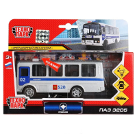 Машина металлическая инерционная Технопарк  ПАЗ 3205 (14 см, свет-звук) коричневая