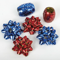 Набор для декора и подарков, Золотая Сказка, 4 банта, 2 ленты, металлик, цвета:синий, красный