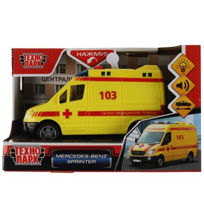 купить Технопарк, Модель пласт. MERCEDES-BENZ SPRINTER Реанимация 14,5 см, SPRINTERVAN-15PLAMB-YE