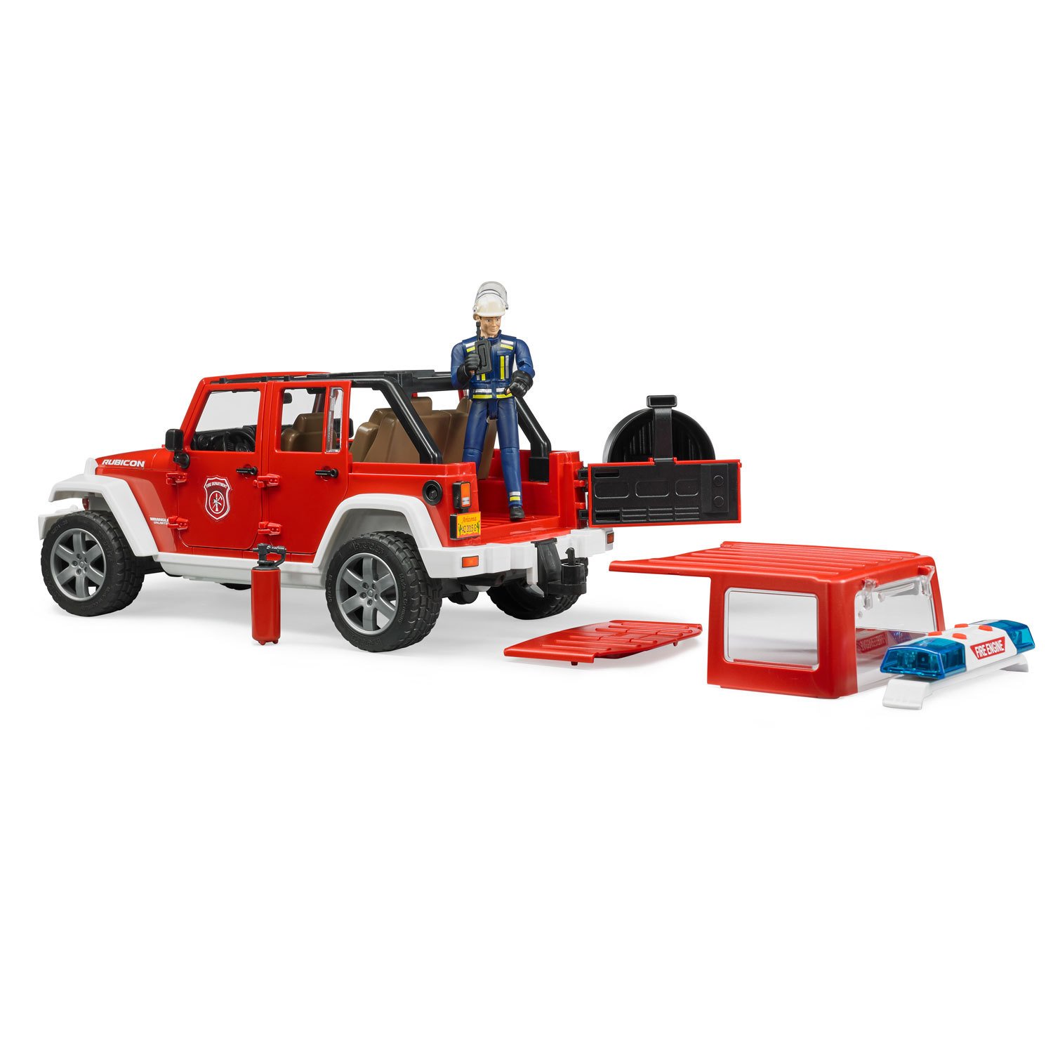 Купить Внедорожник Bruder Jeep Wrangler Unlimited Rubicon Пожарная с  фигуркой 02-528 в интернет магазине a-toy.ru