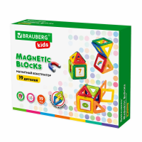 Brauberg Kids, Магнитный конструктор Big Magnetic Blocks-19, 19 деталей, 663843