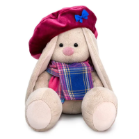 Зайка Ми в бархатном берете и шарфе в клетку (большой) SidM-505