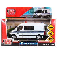 Машинка металлическая инерционная Технопарк Renault Master полиция 14 см. белая