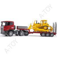 Прицеп платформа Scania с гусеничным бульдозером CAT (подходит модуль со звуком и светом Н)