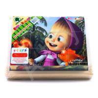 Кубики Маша и Медведь, 12 штук (дерево)