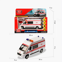 Машинка металлическая инерционная Технопарк Citroen Jumper полиция 14 см. белая