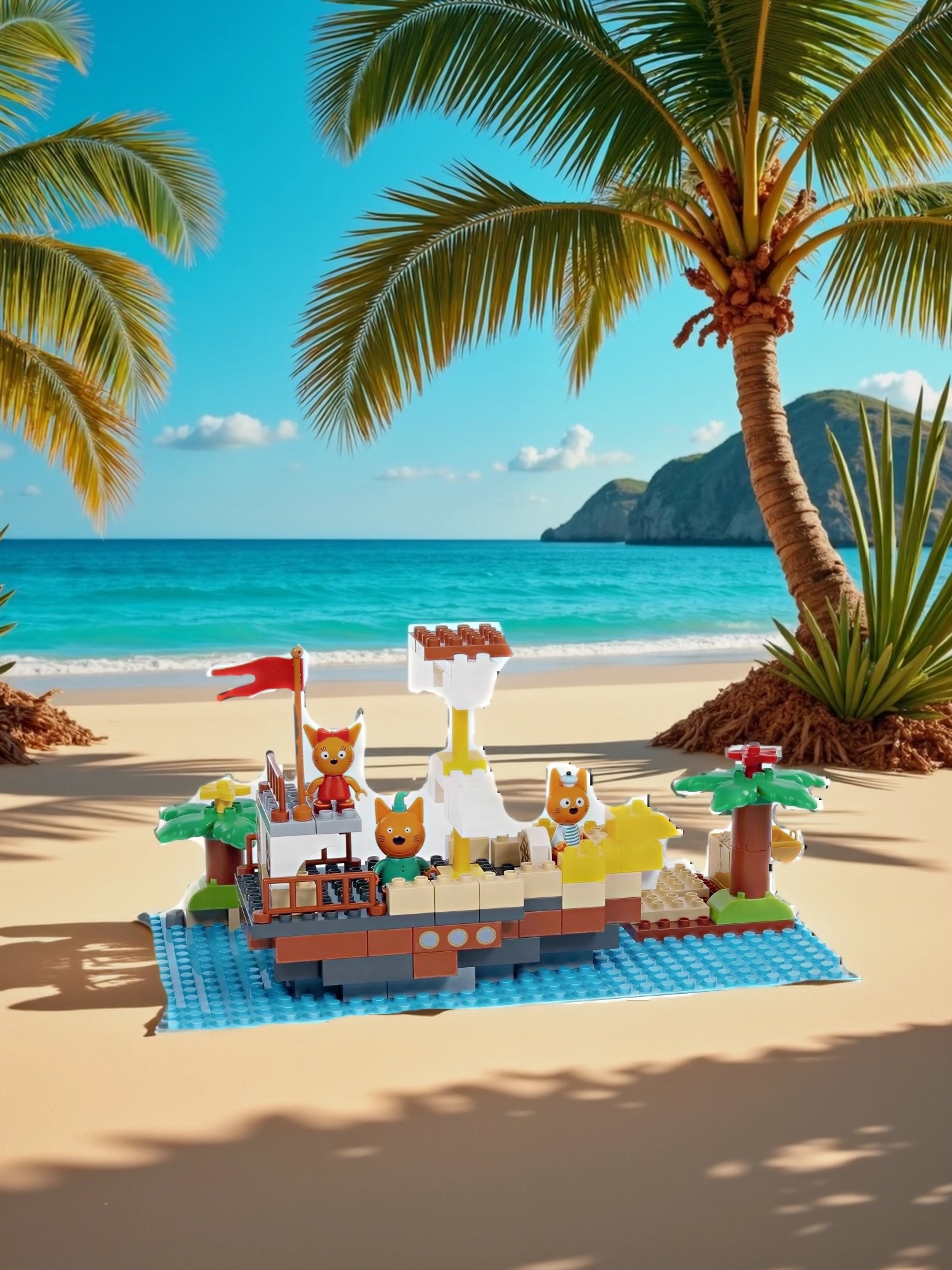 Конструктор Полесье "Макси" - "Три кота. В поисках сокровищ", 112 эл.