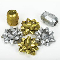 Набор для подарков,Золотая Сказка, 4 банта, 2 ленты, мат мет., цвета: золотистый, серебристый