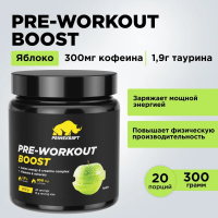 Предтренировочный комплекс PRIMEKRAFT PRE-WORKOUT BOOSTсо вкусом «Яблоко», банка 300гр