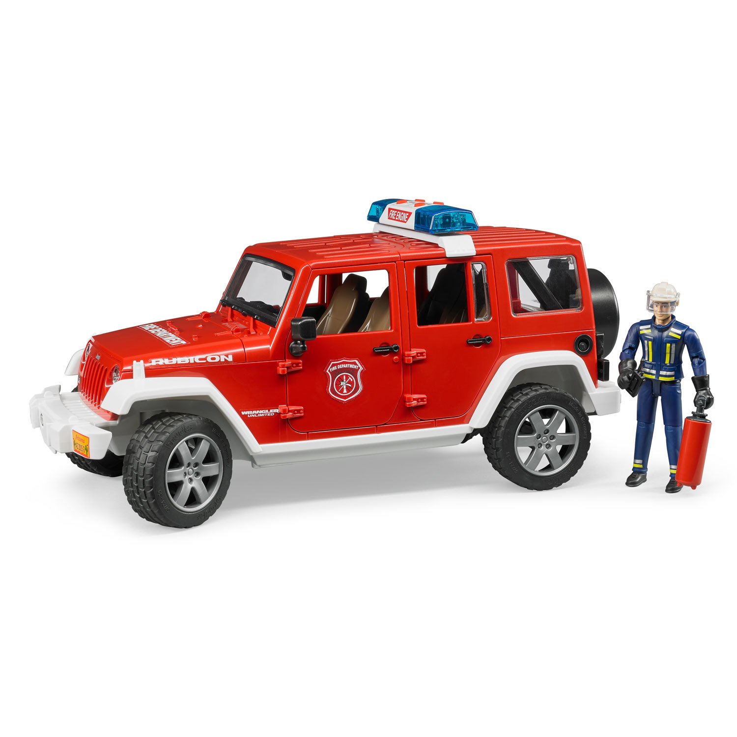 Купить Внедорожник Bruder Jeep Wrangler Unlimited Rubicon Пожарная с  фигуркой 02-528 в интернет магазине a-toy.ru