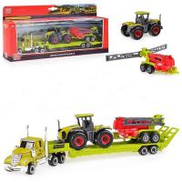 Технопарк, Набор из металлических машин СЕЛЬХОЗТЯГАЧ С ПРИЦЕПОМ и трактором (27 см), 82014-2R-TR