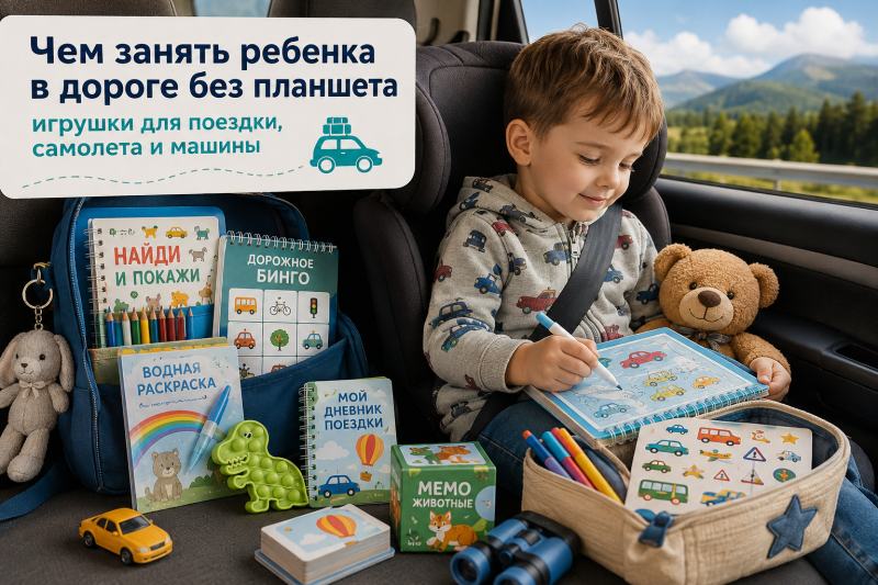 Чем занять ребенка в дороге без планшета: игрушки для поездки, самолета и машины