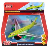 Технопарк, Модель металлическая АВИАЛАЙНЕР (17,5х19,5 см, свет-звук, инерция), 91002S-R-GN