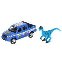 Технопарк, машина металл UAZ Pickup снег 12 см, с  динозавром, PICKUP-12SNOW-DINO