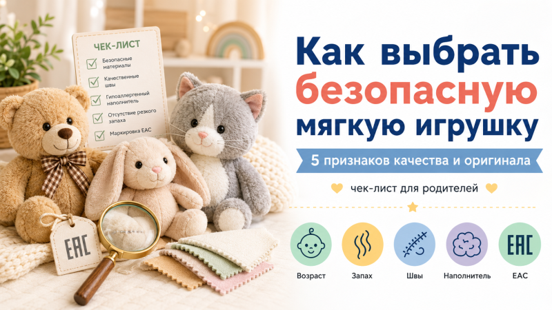 Как выбрать безопасную мягкую игрушку: 5 признаков качества и чек-лист для родителей