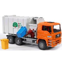 Мусоровоз MAN (цвет кузова серый, кабина оранжевый) (подходит модуль со звуком и светом H)