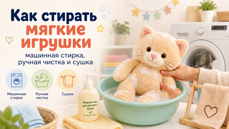 Как стирать мягкие игрушки: машинная стирка, ручная чистка и сушка
