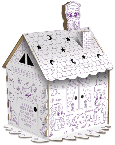 купить Картонный игровой развивающий домик-раскраска "Развивающий", высота 130 см, ЮНЛАНДИЯ, 880359