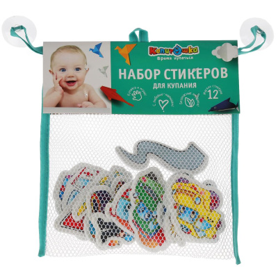 купить Капитошка, Игрушка EVA для ванны - набор стикеров Машинки (12 шт, сумочка сетка), EV12-CAR