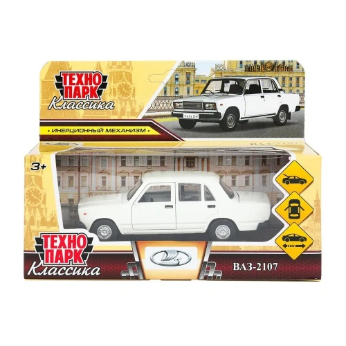 купить Машинка металлическая инерционная Технопарк ВАЗ-2107, 12 см,  белая