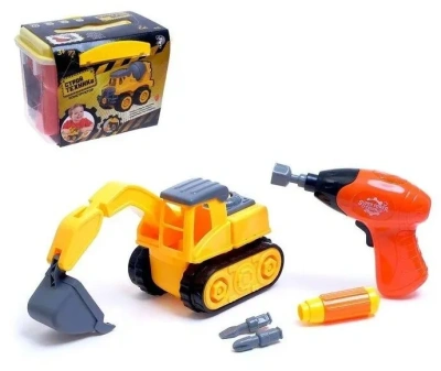 купить Конструктор Стройтехника UNICON "Эксаватор", 22 элемента+ шуруповерт № SL-7587C 1770857