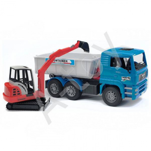 купить Bruder Самосвал MAN с гусеничным мини-экскаватором Schaeff HR16 (подходит модуль со звуком и светом H)