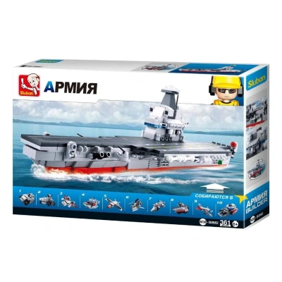 купить Авианосец + 10 едениц перевозимого транспорта (33 см, 424 дет) Конструктор Sluban M38-B0662