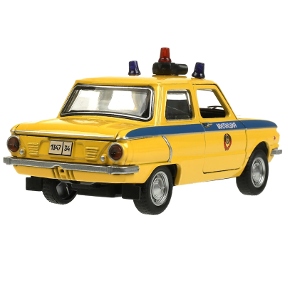 купить Машинка металлическая инерционная Технопарк ЗАЗ-968а ретро-модель милиция, 12 см. желтая