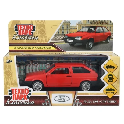 купить Машинка металлическая инерционная Технопарк LADA-2108 "СПУТНИК" матовый, 12 см, красная