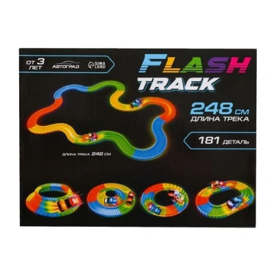 купить АВТОГРАД Автотрек Flash Track, гибкий, светится в темноте, 248 см, 181 деталь   7813010