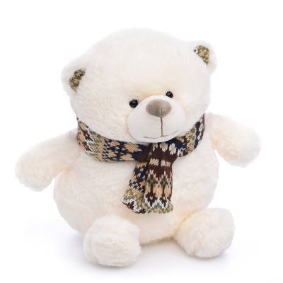 купить Мягкая игрушка, Белый мишка Сноу с шарфом, 23 см.