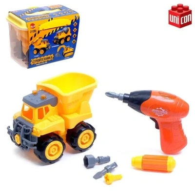 купить Конструктор Стройтехника UNICON "Грузовик", 22 элемента+ шуруповерт № SL-7587B 1770856