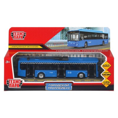 купить Модель металлическая инерционная Технопарк ТРОЛЛЕЙБУС МЕТРОПОЛИТЕН, синий, 18 см
