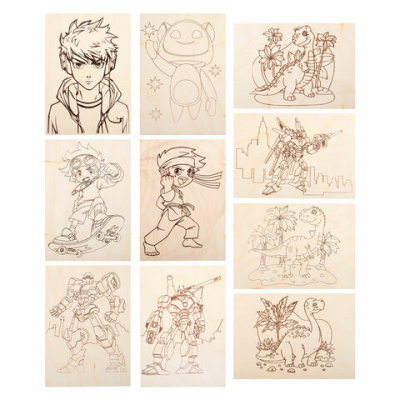 купить Заготовки деревянные для выжигания "Для мальчиков", 5 шт., 10 рисунков, 15х21 см, BRAUBERG HOBBY