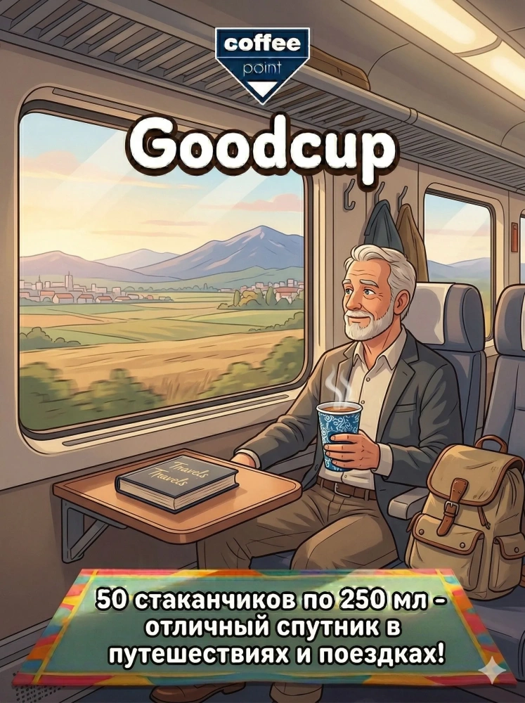 купить Бумажный стакан "Кофе Поинт" синий, 250мл. 50шт