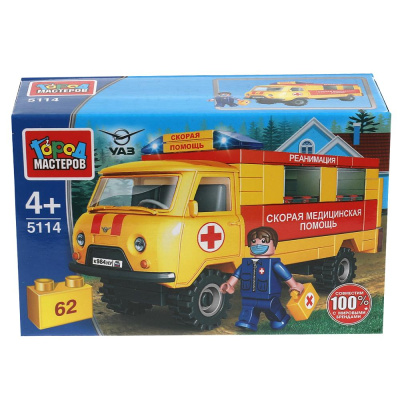 купить Город мастеров, Конструктор - Uaz-452 РЕАНИМАЦИЯ, 62 дет. , SB-5114