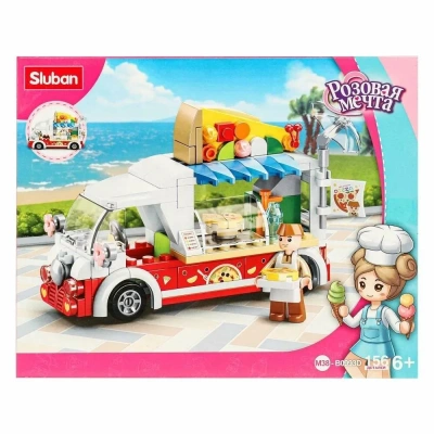 купить Конструктор Sluban Розовая мечта "Фургончик с пицей" (156 дет.)M38-B0993D