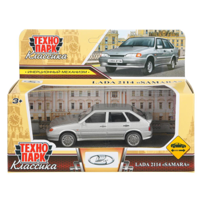 купить Машинка металлическая инерционная Технопарк LADA  2114 длина 10,5 см,  серебристая