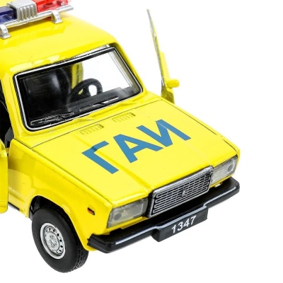 купить Машинка металлическая инерционная Технопарк  ВАЗ-2107 полиция 12 см. желтая