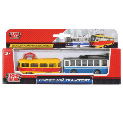 купить Набор машин "Городской транспорт" Технопарк - Троллейбус и Трамвай, инерционный