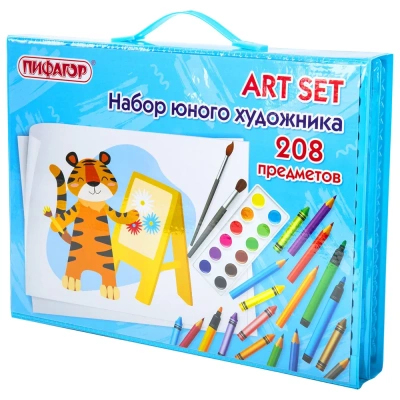 купить Пифагор, Набор Юного художника "Тигренок" для рисования и творчества с мольбертом, 208 предметов, 66