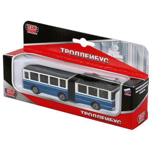 купить Игрушка "Троллейбус с резинкой" металлическая 12 см Технопарк купить Игрушка "Троллейбус с резинкой" металлическая 12 см Технопарк