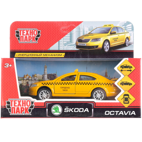 купить Технопарк, Модель металлическая SKODA OCTAVIA ТАКСИ (12 см, инерционная), OCTAVIA-T