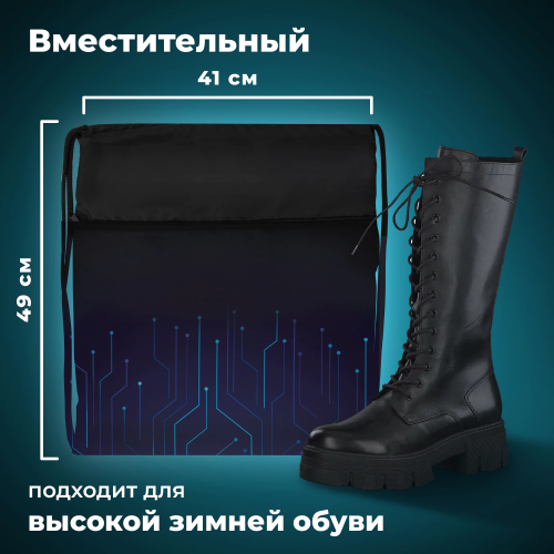 купить Мешок для обуви Brauberg Большой, с ручкой, карман на молнии, сетка для вентиляции, 49х41 см, "Elect